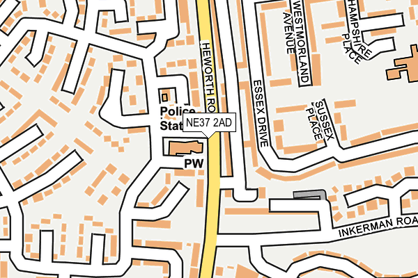 NE37 2AD map - OS OpenMap – Local (Ordnance Survey)