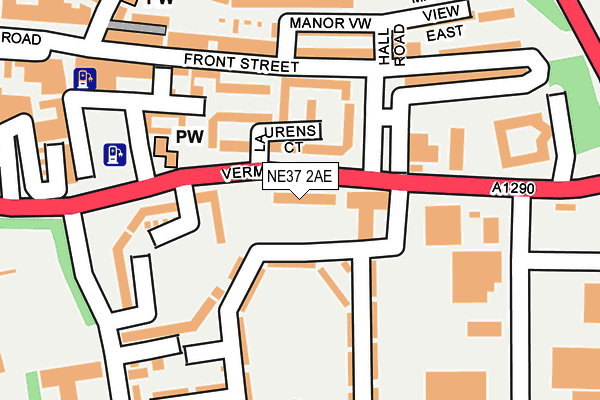 NE37 2AE map - OS OpenMap – Local (Ordnance Survey)