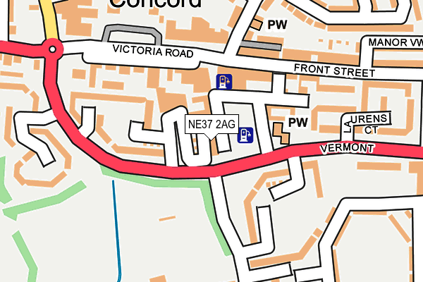 NE37 2AG map - OS OpenMap – Local (Ordnance Survey)
