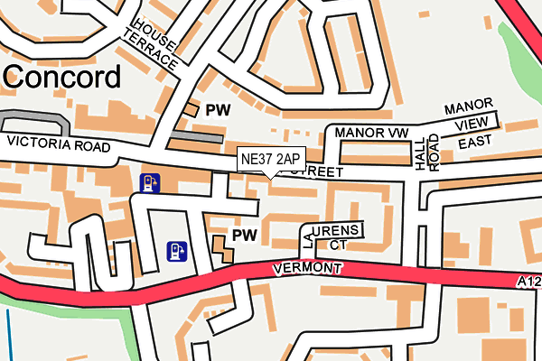 NE37 2AP map - OS OpenMap – Local (Ordnance Survey)