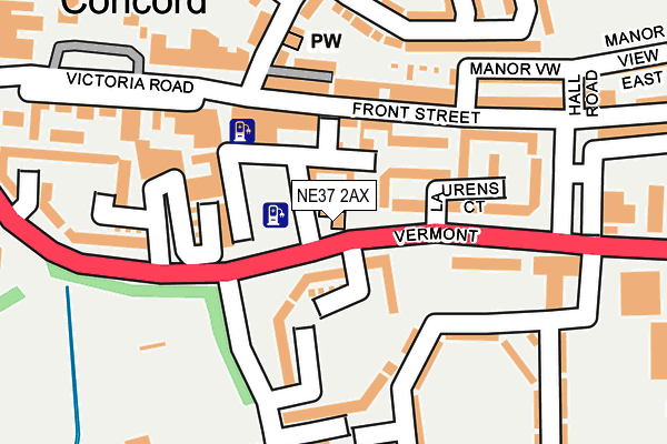 NE37 2AX map - OS OpenMap – Local (Ordnance Survey)