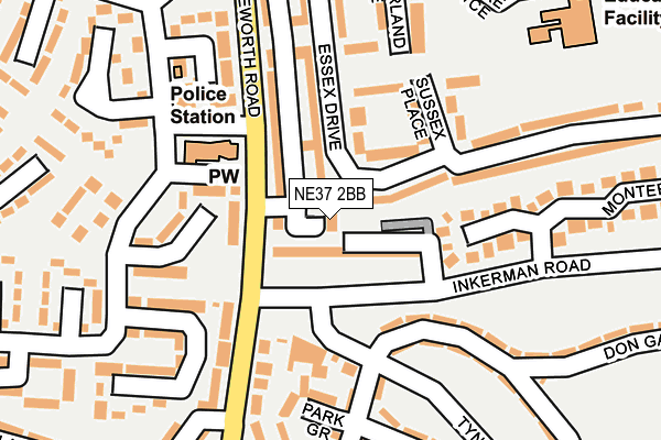 NE37 2BB map - OS OpenMap – Local (Ordnance Survey)