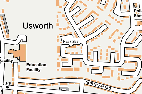 NE37 2ES map - OS OpenMap – Local (Ordnance Survey)