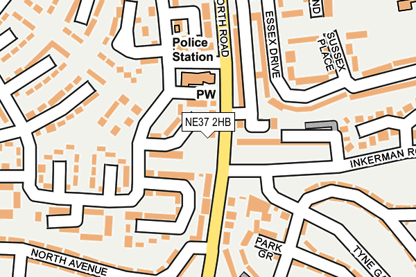 NE37 2HB map - OS OpenMap – Local (Ordnance Survey)