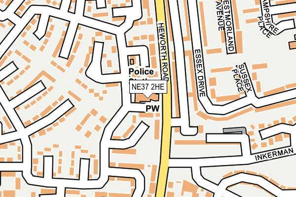 NE37 2HE map - OS OpenMap – Local (Ordnance Survey)