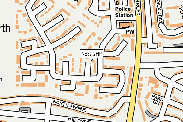 NE37 2HP map - OS OpenMap – Local (Ordnance Survey)