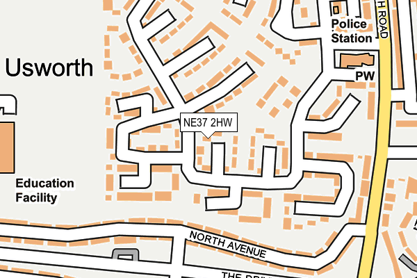 NE37 2HW map - OS OpenMap – Local (Ordnance Survey)