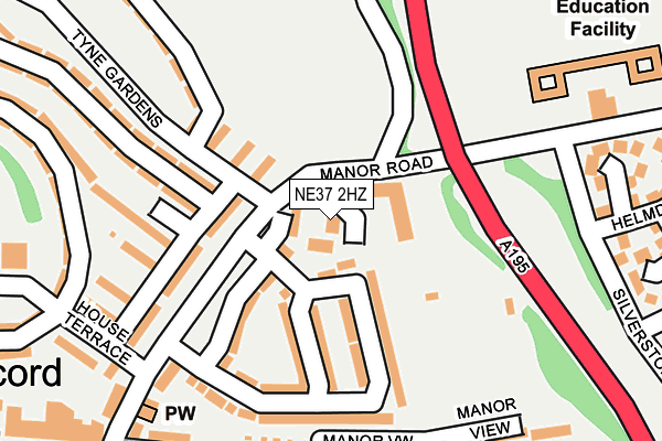 NE37 2HZ map - OS OpenMap – Local (Ordnance Survey)