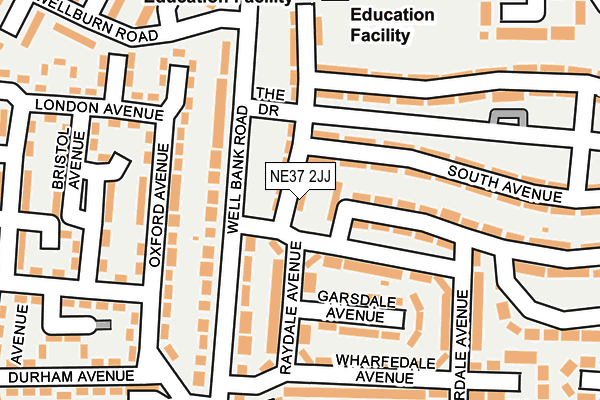 NE37 2JJ map - OS OpenMap – Local (Ordnance Survey)