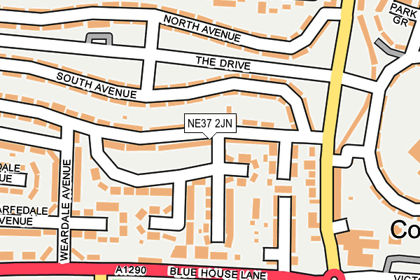 NE37 2JN map - OS OpenMap – Local (Ordnance Survey)