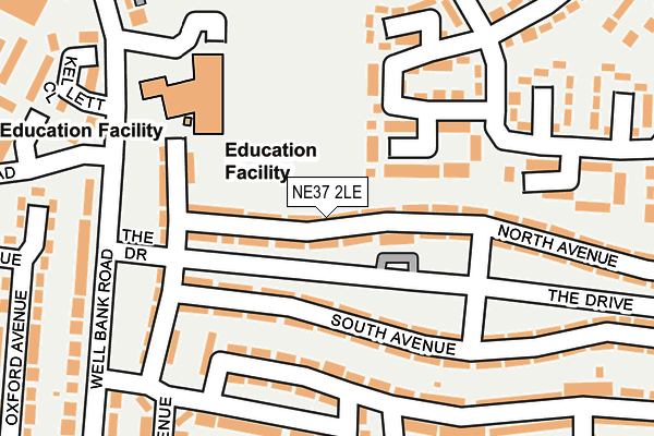 NE37 2LE map - OS OpenMap – Local (Ordnance Survey)