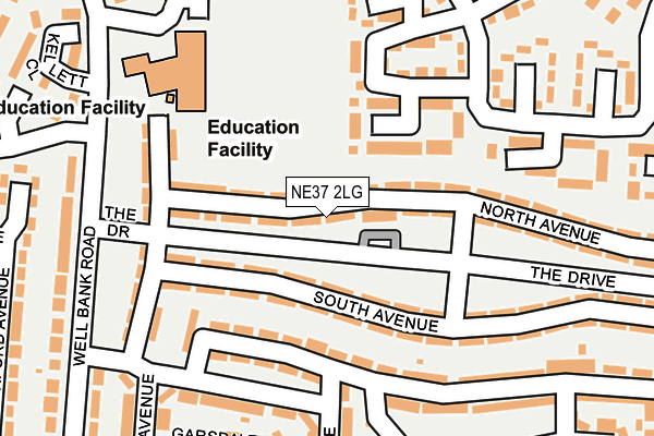 NE37 2LG map - OS OpenMap – Local (Ordnance Survey)