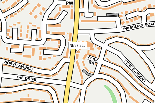 NE37 2LJ map - OS OpenMap – Local (Ordnance Survey)