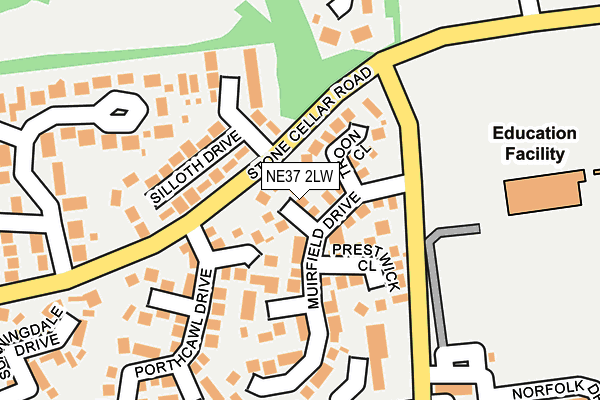 NE37 2LW map - OS OpenMap – Local (Ordnance Survey)