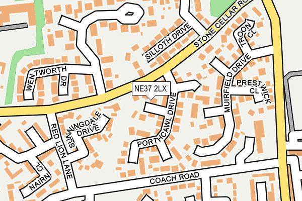 NE37 2LX map - OS OpenMap – Local (Ordnance Survey)