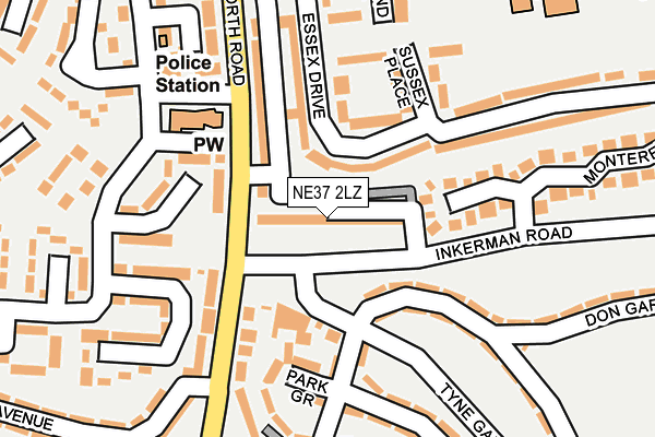 NE37 2LZ map - OS OpenMap – Local (Ordnance Survey)