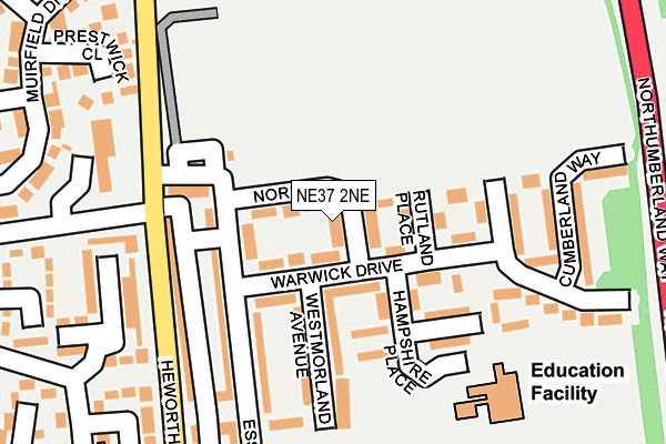 NE37 2NE map - OS OpenMap – Local (Ordnance Survey)