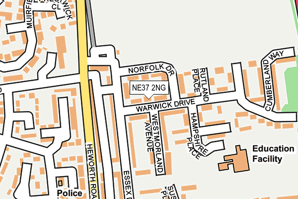 NE37 2NG map - OS OpenMap – Local (Ordnance Survey)