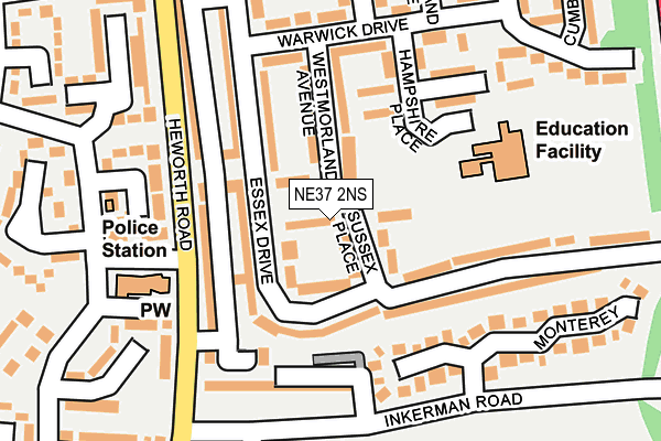 NE37 2NS map - OS OpenMap – Local (Ordnance Survey)