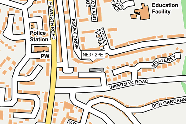 NE37 2PE map - OS OpenMap – Local (Ordnance Survey)