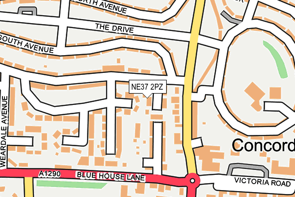 NE37 2PZ map - OS OpenMap – Local (Ordnance Survey)
