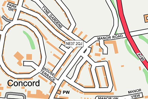 NE37 2QJ map - OS OpenMap – Local (Ordnance Survey)