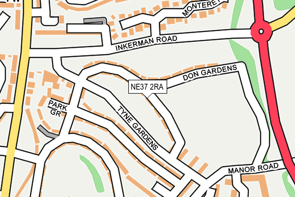 NE37 2RA map - OS OpenMap – Local (Ordnance Survey)
