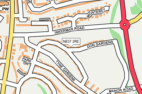 NE37 2RE map - OS OpenMap – Local (Ordnance Survey)