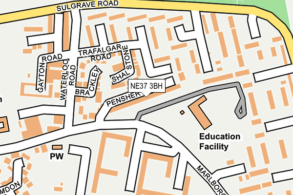 NE37 3BH map - OS OpenMap – Local (Ordnance Survey)