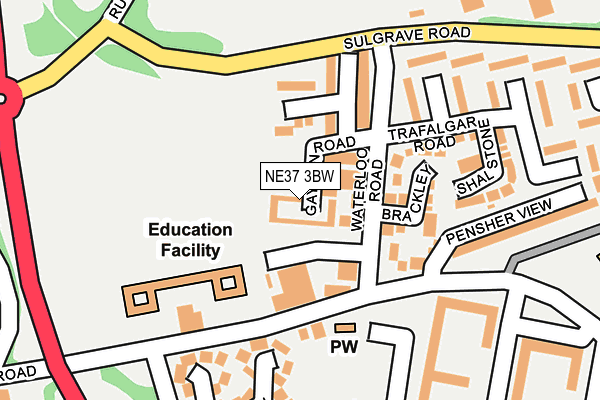 NE37 3BW map - OS OpenMap – Local (Ordnance Survey)
