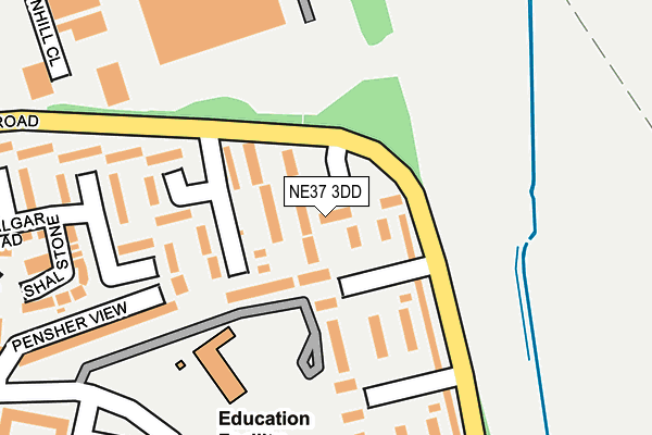 NE37 3DD map - OS OpenMap – Local (Ordnance Survey)