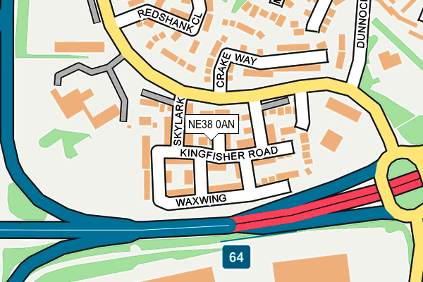 NE38 0AN map - OS OpenMap – Local (Ordnance Survey)