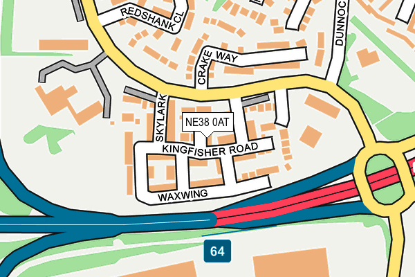 NE38 0AT map - OS OpenMap – Local (Ordnance Survey)