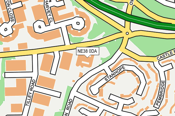 NE38 0DA map - OS OpenMap – Local (Ordnance Survey)