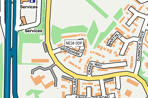 NE38 0DP map - OS OpenMap – Local (Ordnance Survey)