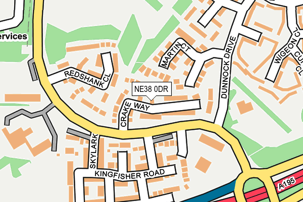 NE38 0DR map - OS OpenMap – Local (Ordnance Survey)