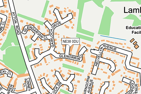 NE38 0DU map - OS OpenMap – Local (Ordnance Survey)