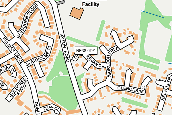 NE38 0DY map - OS OpenMap – Local (Ordnance Survey)