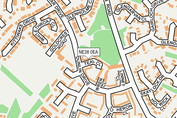 NE38 0EA map - OS OpenMap – Local (Ordnance Survey)