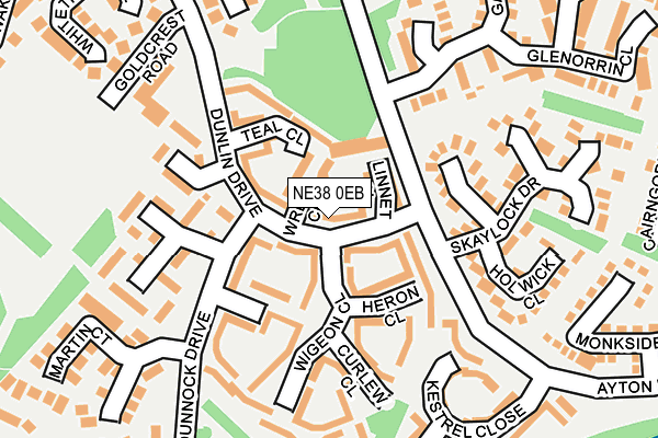 NE38 0EB map - OS OpenMap – Local (Ordnance Survey)