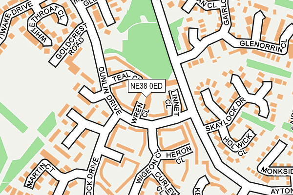NE38 0ED map - OS OpenMap – Local (Ordnance Survey)