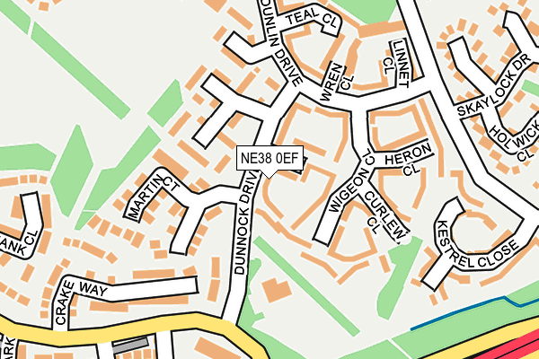 NE38 0EF map - OS OpenMap – Local (Ordnance Survey)