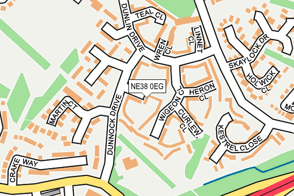 NE38 0EG map - OS OpenMap – Local (Ordnance Survey)