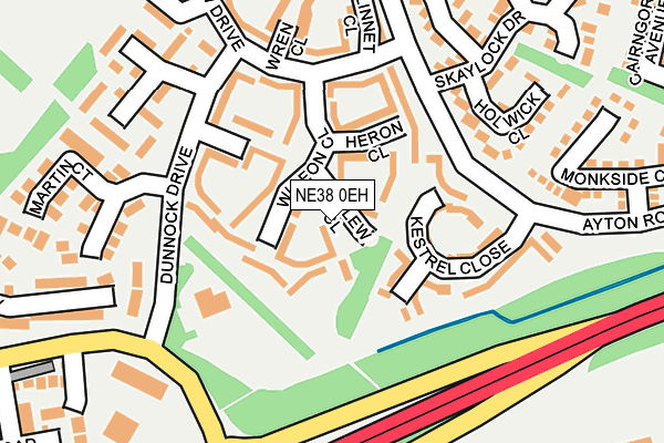 NE38 0EH map - OS OpenMap – Local (Ordnance Survey)