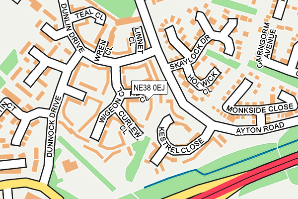 NE38 0EJ map - OS OpenMap – Local (Ordnance Survey)
