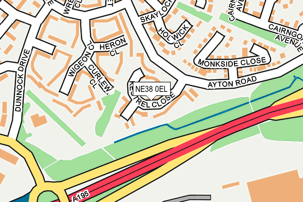 NE38 0EL map - OS OpenMap – Local (Ordnance Survey)