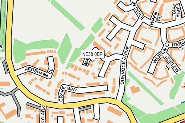 NE38 0EP map - OS OpenMap – Local (Ordnance Survey)