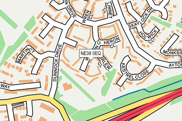 NE38 0EQ map - OS OpenMap – Local (Ordnance Survey)