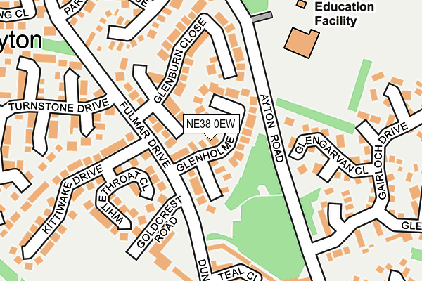 NE38 0EW map - OS OpenMap – Local (Ordnance Survey)