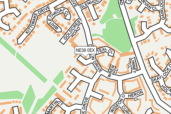 NE38 0EX map - OS OpenMap – Local (Ordnance Survey)